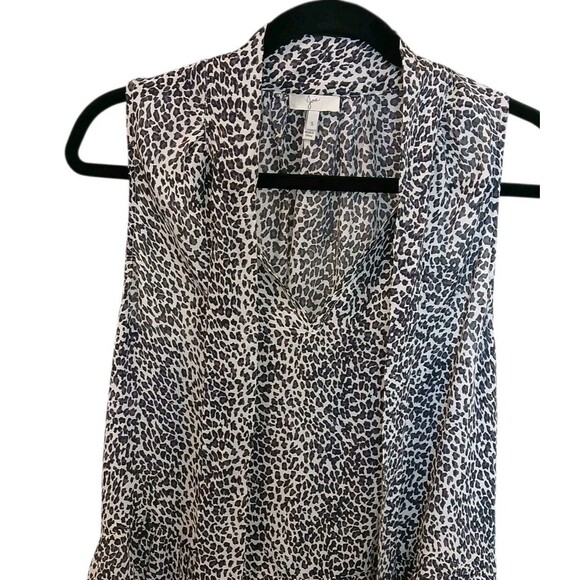 Joie Estero 100% Silk Tank Caviar Animal Print Tie Neck Size Small Top - Picture 4 of 12